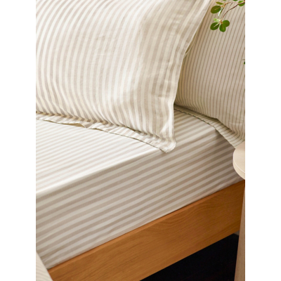 The Linen Yard Hebden Fitted Sheet Natural Double, Cream