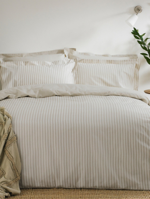 The Linen Yard Hebden Mélange Stripe 100 Cotton Duvet Cover Set Home