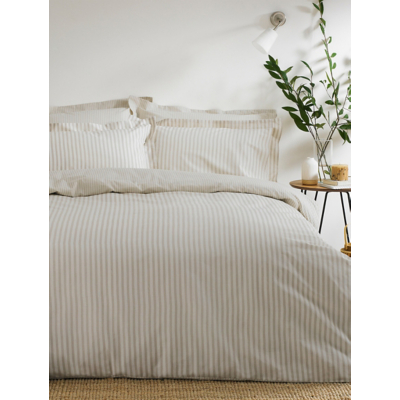 George The Linen Yard Natural Hebden Mélange Stripe 100% Cotton Duvet Cover Set