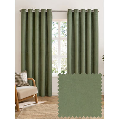Furn Verso Reversible Suede-look Blackout Curtains Green 168Cm Width 137Cm Drop, Green