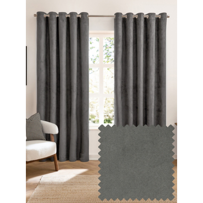 Furn Verso Reversible Suede-look Blackout Curtains Charcoal 168Cm Width 229Cm Drop, Grey