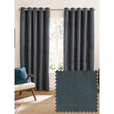 Furn Verso Reversible Suede-look Blackout Curtains Petrol 229Cm Width 183Cm Drop, Blue