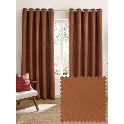Furn Verso Reversible Suede-look Blackout Curtains Cinnamon 168Cm Width 183Cm Drop, Orange