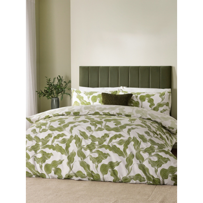 HOEM Lauro Printed Reversible Duvet Cover Set in Olive | Size: Single