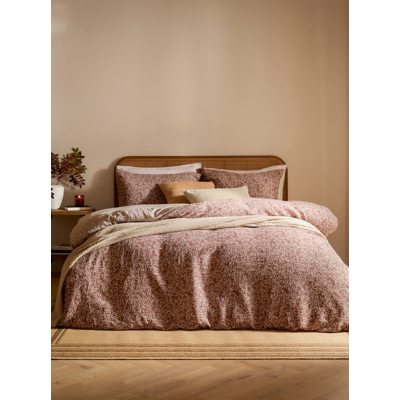 Yard Perrie Leaf Muslin 100% Cotton Duvet Cover Set, King, Cinnamon, Brown