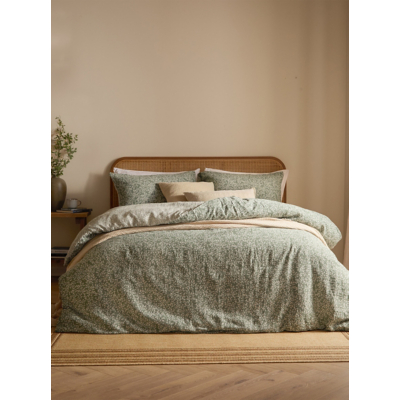 Yard Perrie Leaf Muslin 100% Cotton Duvet Cover Set, Double, Forest, Green