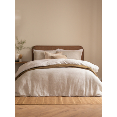 Yard Perrie Leaf Muslin 100% Cotton Duvet Cover Set, Super King, Natural, Cream