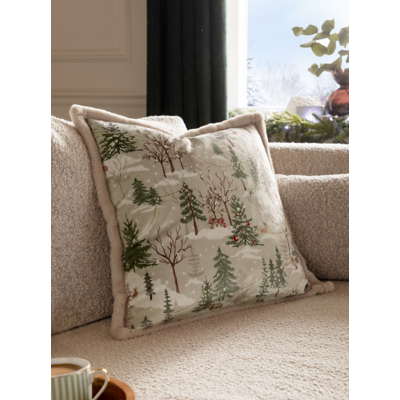 Furn Forest Festivities Faux Fur Cushion Natural, Cream