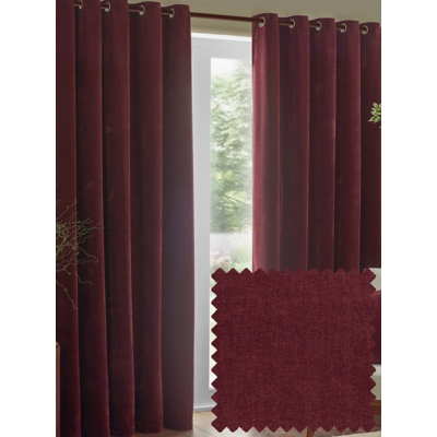 Yard Heavy Chenille Fully Lined Eyelet Curtains Beetroot 229Cm Width 183Cm Drop, Red