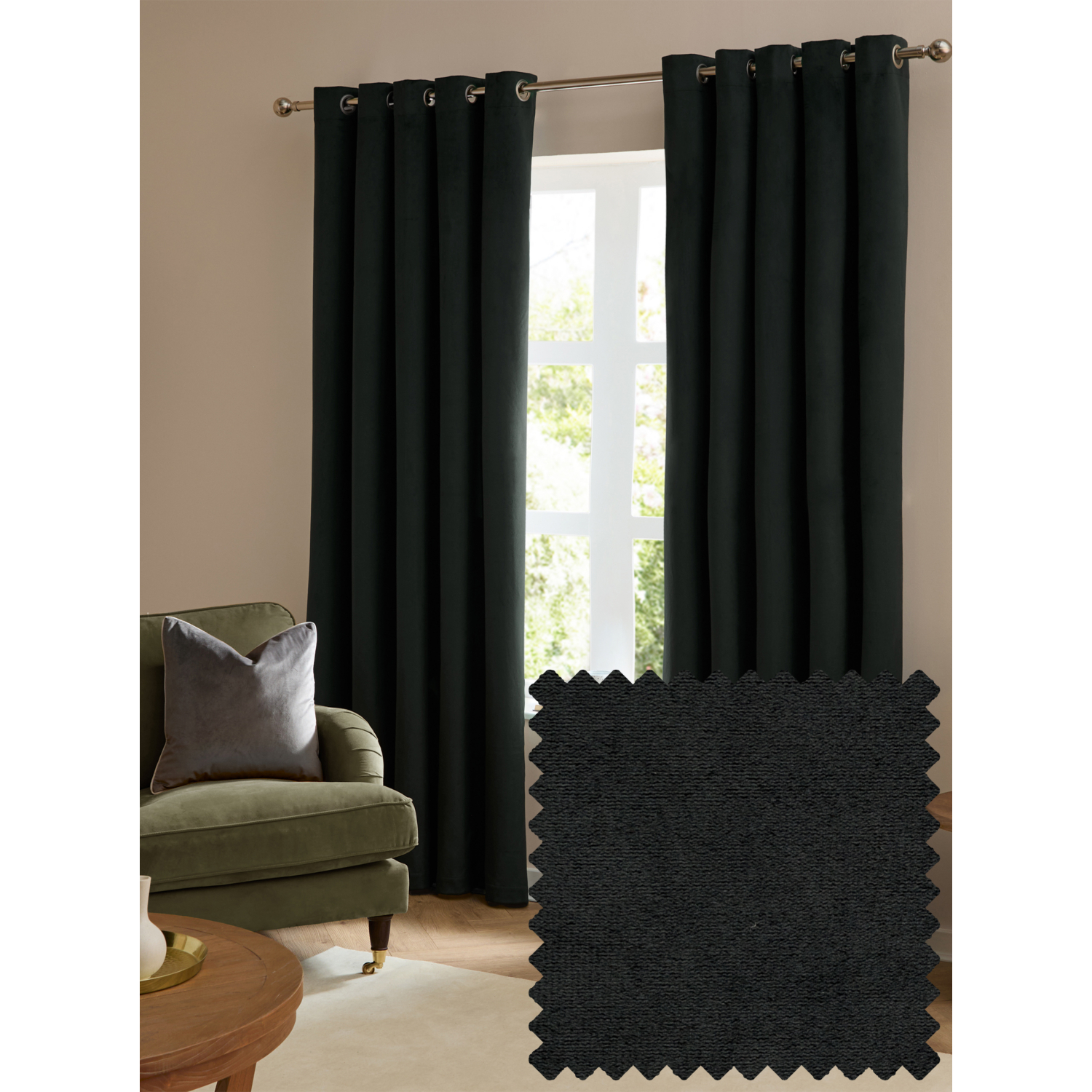 George Black Furn The Ultimate Velvet Lined Eyelet Curtains