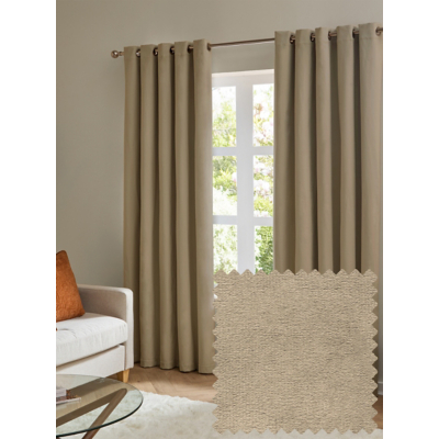 Furn The Ultimate Velvet Textured Woven Eyelet Curtains Mocha 117Cm Width 183Cm Drop, Brown