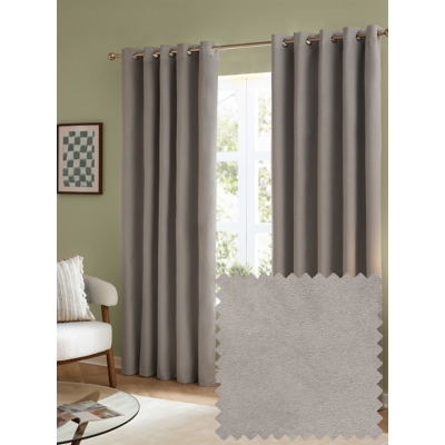 Furn The Ultimate Velvet Textured Woven Eyelet Curtains Silver 229Cm Width 137Cm Drop, Silver