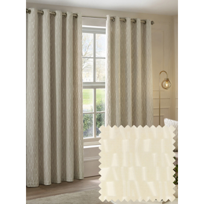 Paoletti Manhattan Velvet Eyelet Curtain Pair in Off White | Size: 229Cm Width X 229Cm Drop