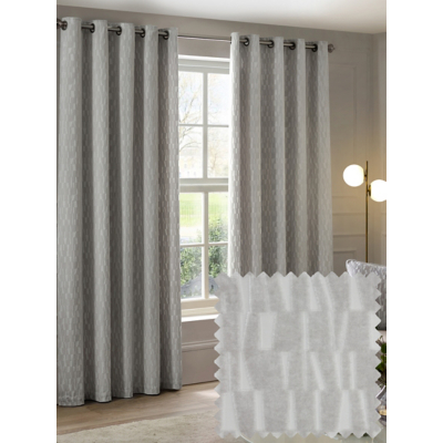 Paoletti Manhattan Fully Lined Velvet Eyelet Curtains Silver 117Cm Width 183Cm Drop, Grey