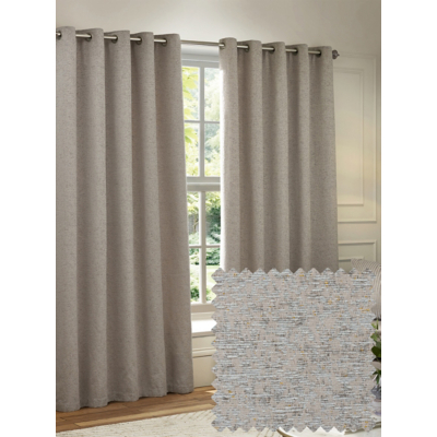 Paoletti Galaxy Velvet Chenille Eyelet Curtain Pair in Silver | Size: 168Cm Width X 137Cm Drop