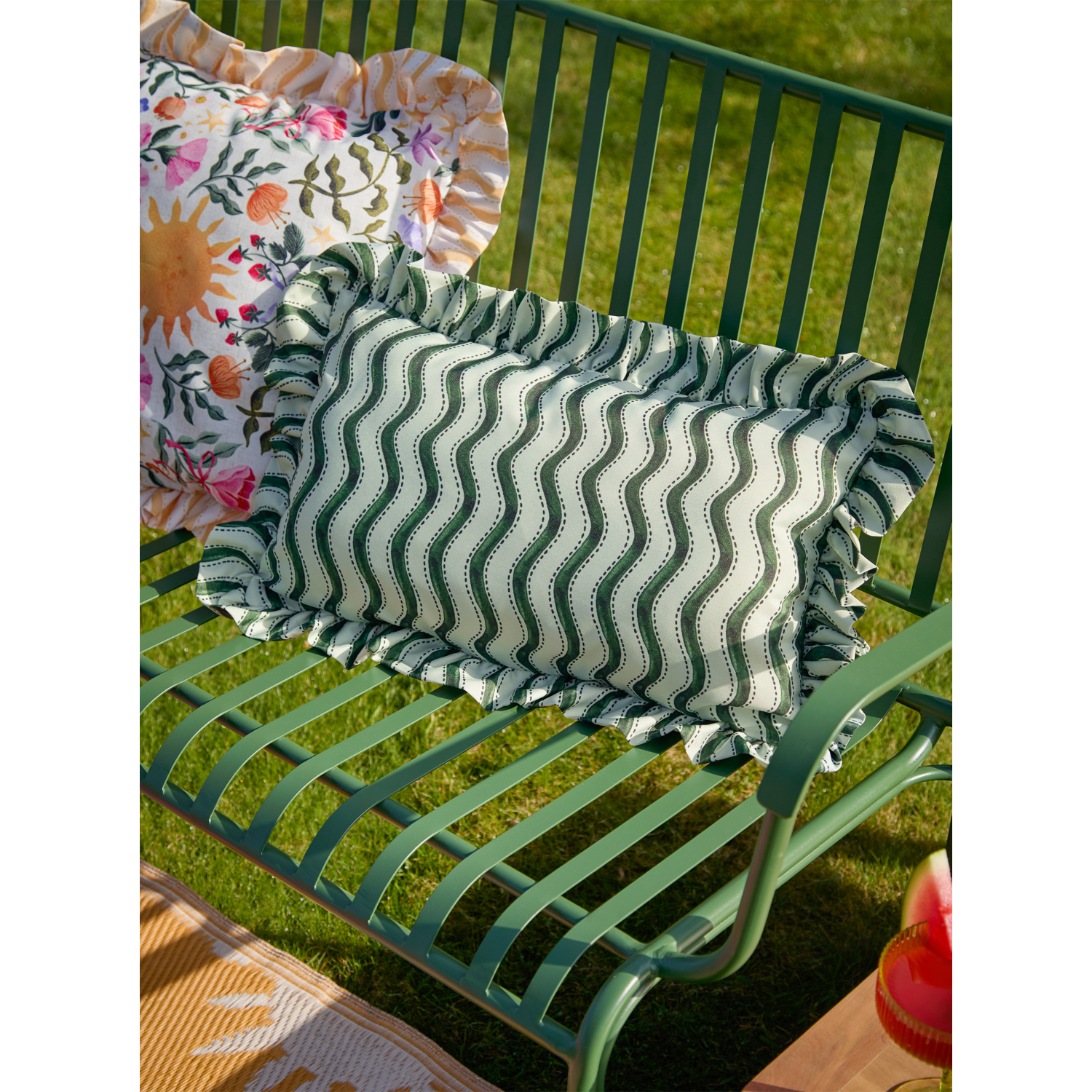 George Green Furn Summer Solstice Wiggly Stripe Outdoor Cushion