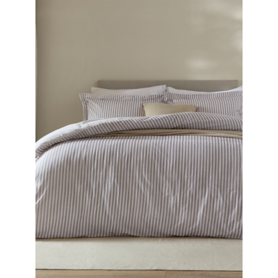 Yard Hebden Mélange Stripe 100% Cotton Duvet Set Double, Purple