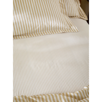 Yard Hebden 100% Cotton Narrow Stripe Fitted Sheet Double, Yellow