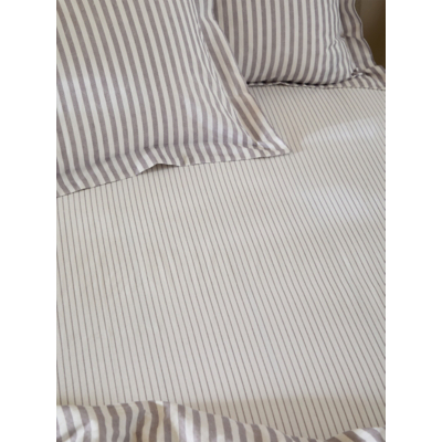 Yard Hebden 100% Cotton Narrow Stripe Fitted Sheet Double, Purple