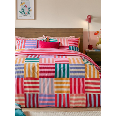 furn Ana Stripe Reversible Duvet Set Super King, Multi