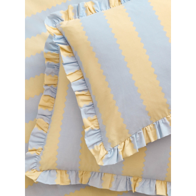 George Wylder Lemon Birdie Stripe Ruffle Pillowcase Pair - Lemon