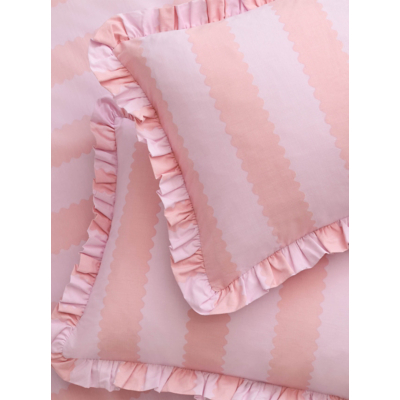 Furn Birdie Stripe Ruffle Pillowcase Pair in Light Pink | Size: Standard Pillow Case