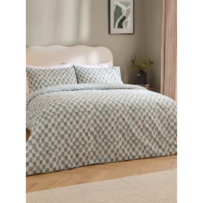 Hoem Nyhavn Checkerboard Reversible Duvet Set Double, Blue