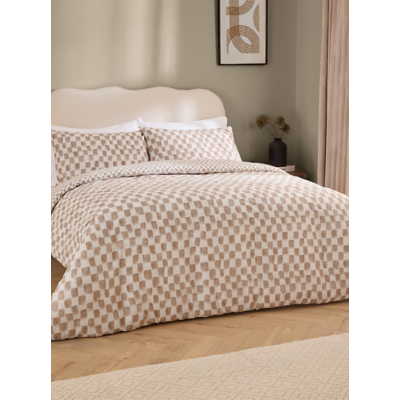 George Hoem Light Brown Nyhavn Checkerboard Reversible Duvet Set