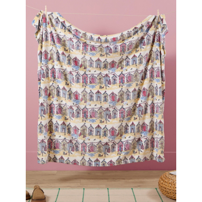 Furn Beach Huts Printed Soft Fleece Throw | Size: 130 cm x 150 cm