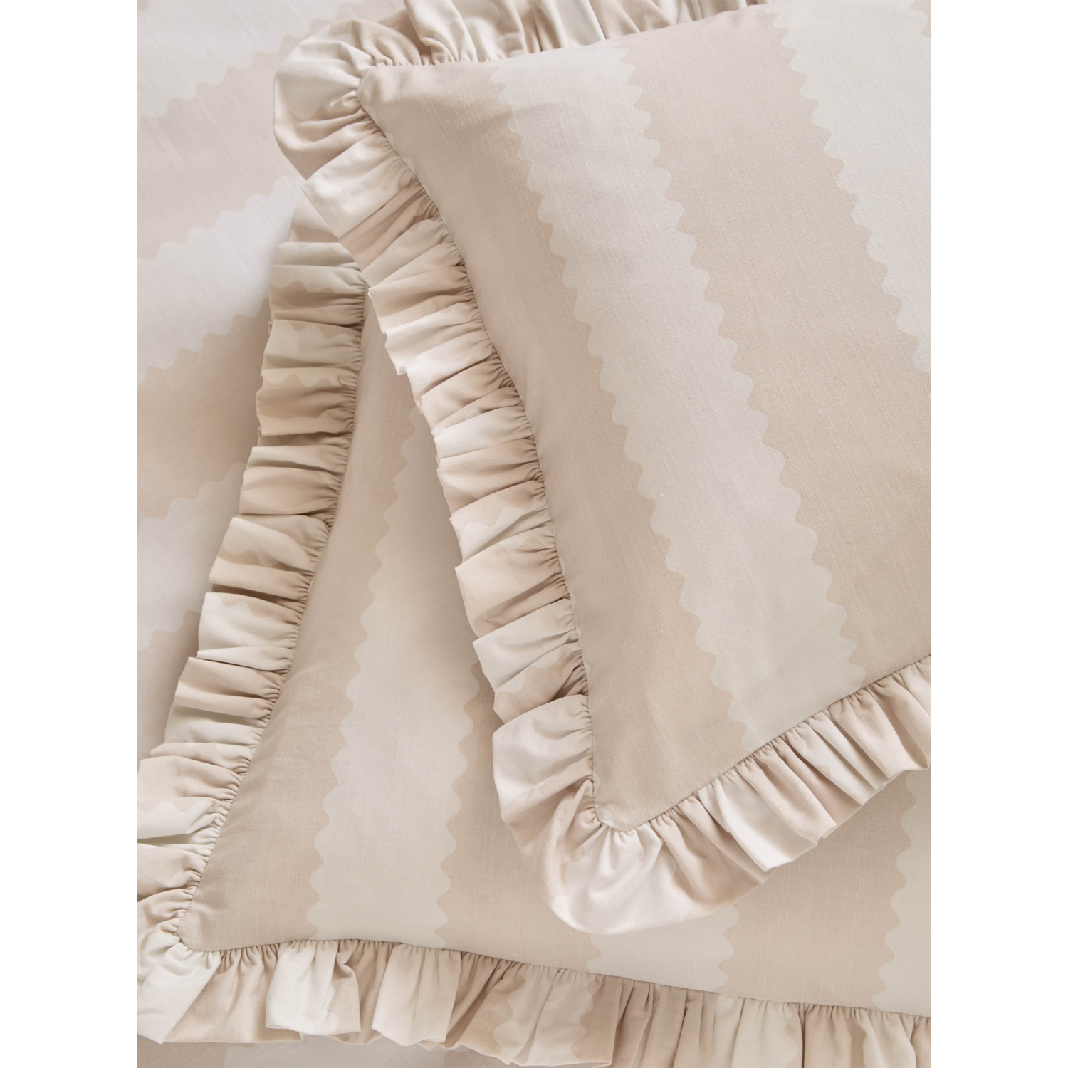 George Natural Wylder Birdie Stripe Ruffle Pillowcase Pair
