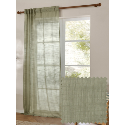 Yard Cirrus Woven Sheer Curtain Panel Eucalyptus 290Cm Width 250Cm Drop, Green