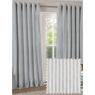 Yard Hebden 100% Cotton Blackout Eyelet Curtains Mineral Blue 229Cm Width 183Cm Drop, Blue