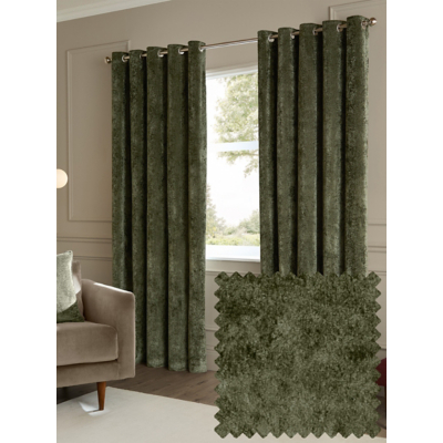 Paoletti Lustre Velvet Fully Lined Eyelet Curtains Malachite Green 229Cm Width 229Cm Drop, Green