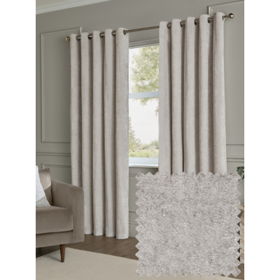 Paoletti Lustre Velvet Fully Lined Eyelet Curtain Pair in Silver | Size: 229Cm Width X 229Cm Drop