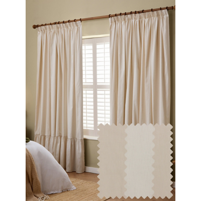 Wylder Birdie Stripe Fully Lined Ruffle Pencil Pleat Curtains Oat/Milk 229Cm Width 137Cm Drop, Multi