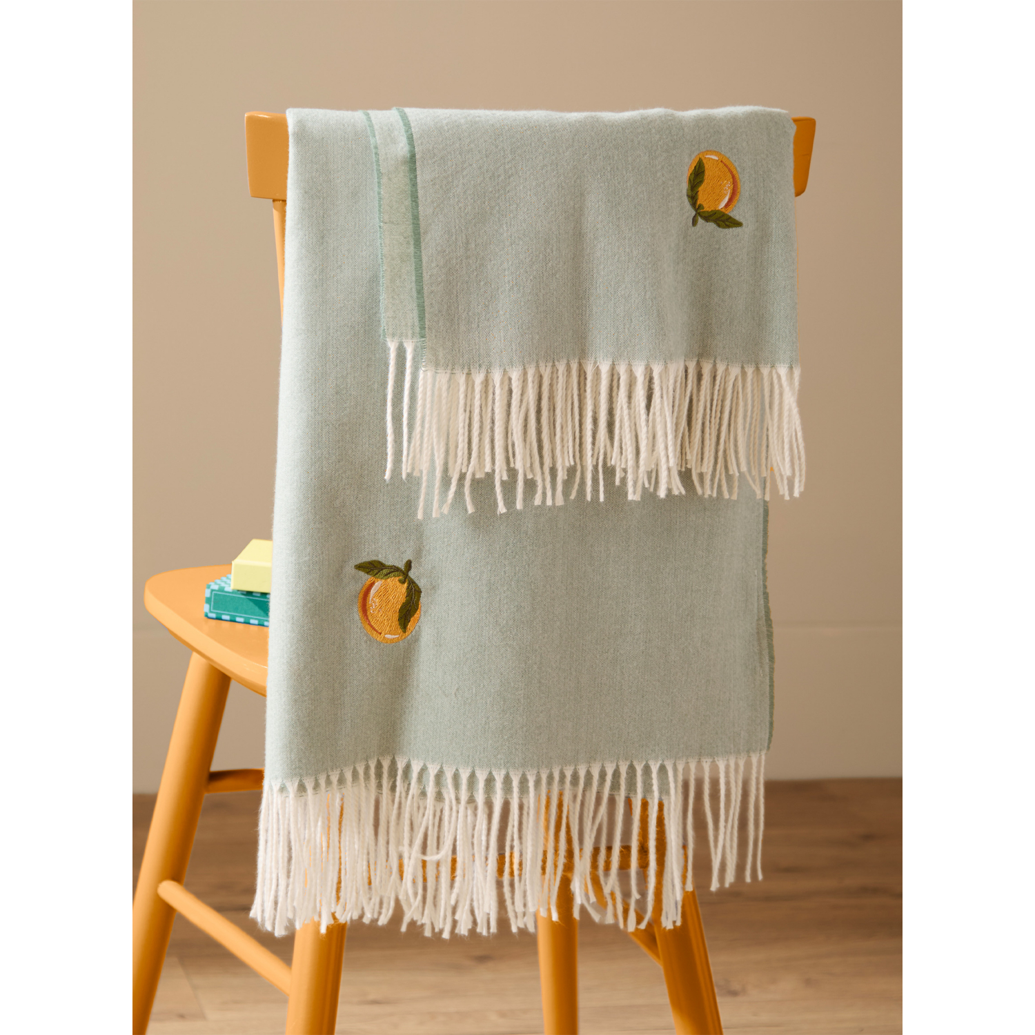 George Orange Furn Fruits Lightweight Embroidered Throw - 130 X 180Cm