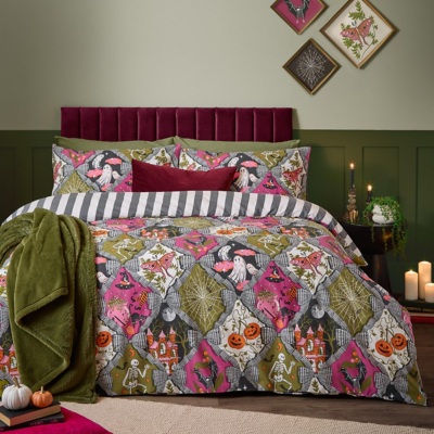 Furn Hallowquin Spooky Reversible Duvet Cover Set, Multi, Double, Multi