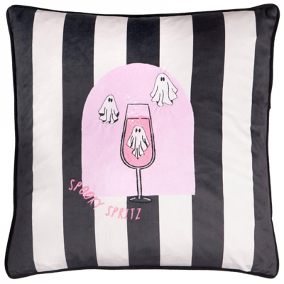 Furn Spooky Spritz Velvet Halloween Cushion Pink/Mono 45 X 45Cm, Pink