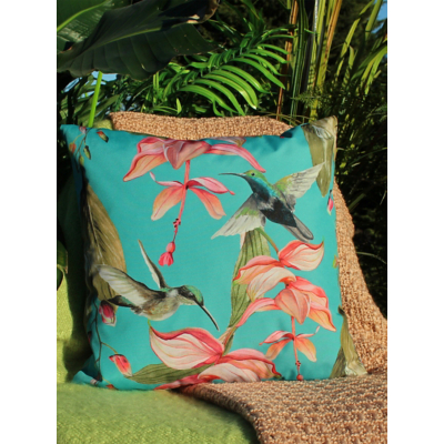 Evans Lichfield Hummingbird Outdoor Filled Cushion, Blue