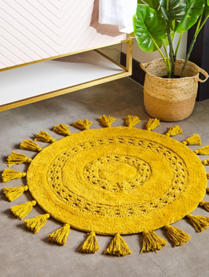 Mustard Yellow Yard Circle Tassel Anti-Slip Bath Mat | Home | George at ASDA
