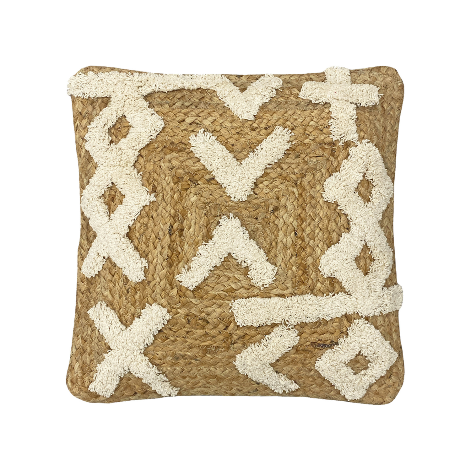 George Natural Furn Camfa Braided Jute Tufted Cotton Cushion