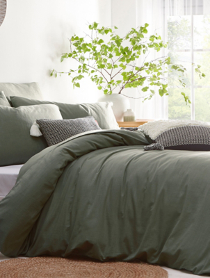 The Linen Yard Stonehouse Linen Look 100 Cotton Duvet Cover Set Home