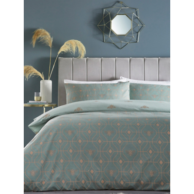 Furn Bee Deco Geometric Reversible Duvet Cover Set in Light Green | Size: Single