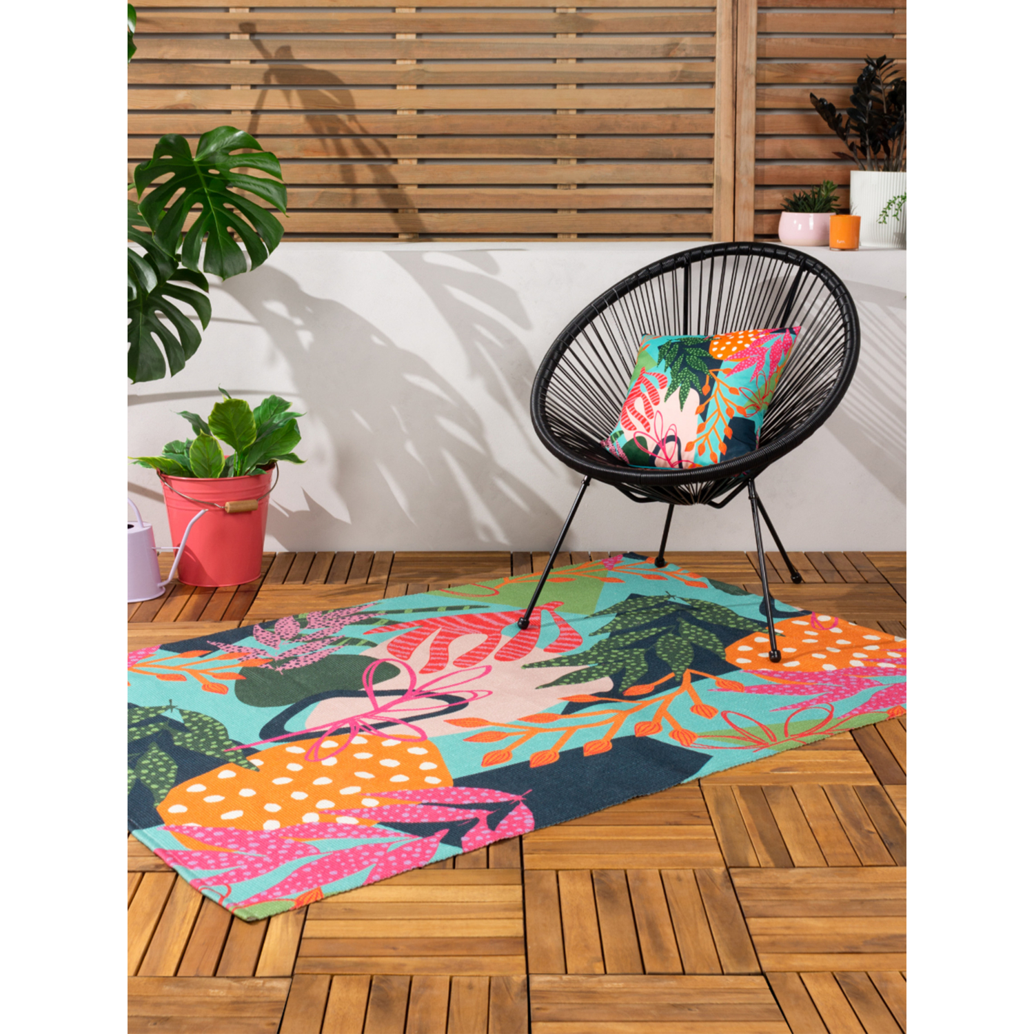 George Multi Furn Coralina Abstract Floral Outdoor/Indoor Printed Rug