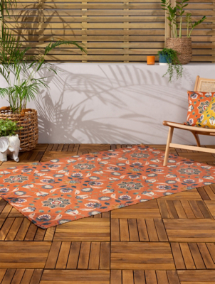 Furn Folk Flora Geometric Outdoor/Indoor Printed Rug Home at