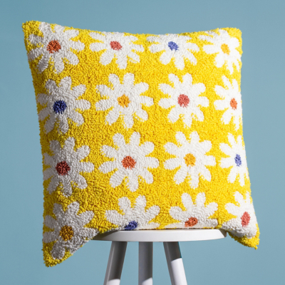 Heya Home Daisy Polyester Filled Cushion Yellow, Yellow