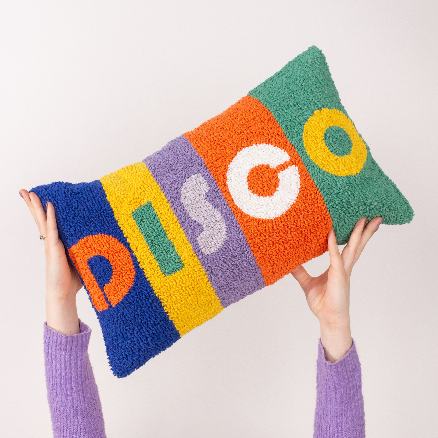 George Multi Heya Home Disco Slogan Knitted Cushion
