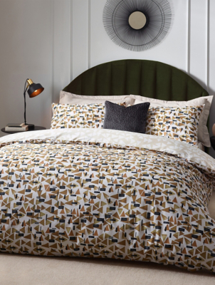 Hoem City Geometric Cotton Rich Duvet Cover Set Home at ASDA