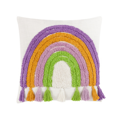Heya Home Rainbow Tassels Polyester Filled Cushion Multicolour, Multi