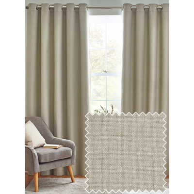 Furn Dawn Textured Blackout Eyelet Curtains Natural 229cm width 137cm drop, Cream